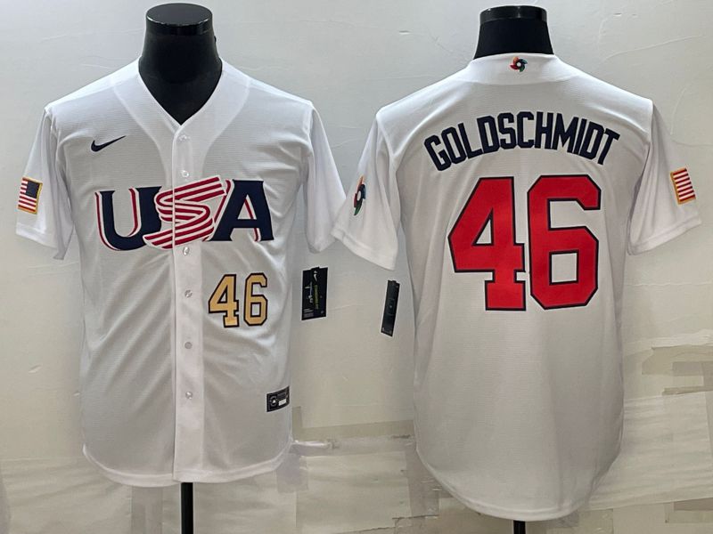 Men 2023 World Cub USA #46 Goldschmidt White Nike MLB Jersey3